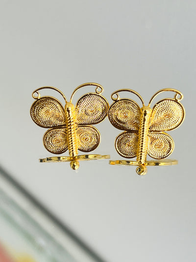 Aretes Mariposa en Enchape en oro 24K