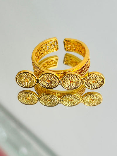 Anillo Filigrana Flor Ajustable en oro 18K