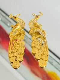Arete Pavo Real Piedra Verde en oro 18K — vista 3
