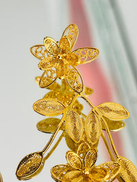 Aretes Rama con Flores en oro 18K — vista 2