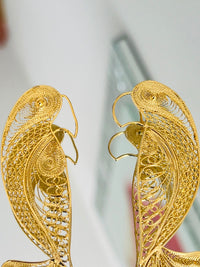 Aretes Ave Cola Abanico en oro 18K — vista 2