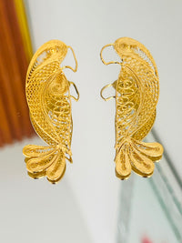 Aretes Ave Cola Abanico en oro 18K — vista 4