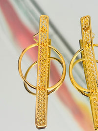 Aretes Barra y Aro Filigrana en oro 18K — vista 1