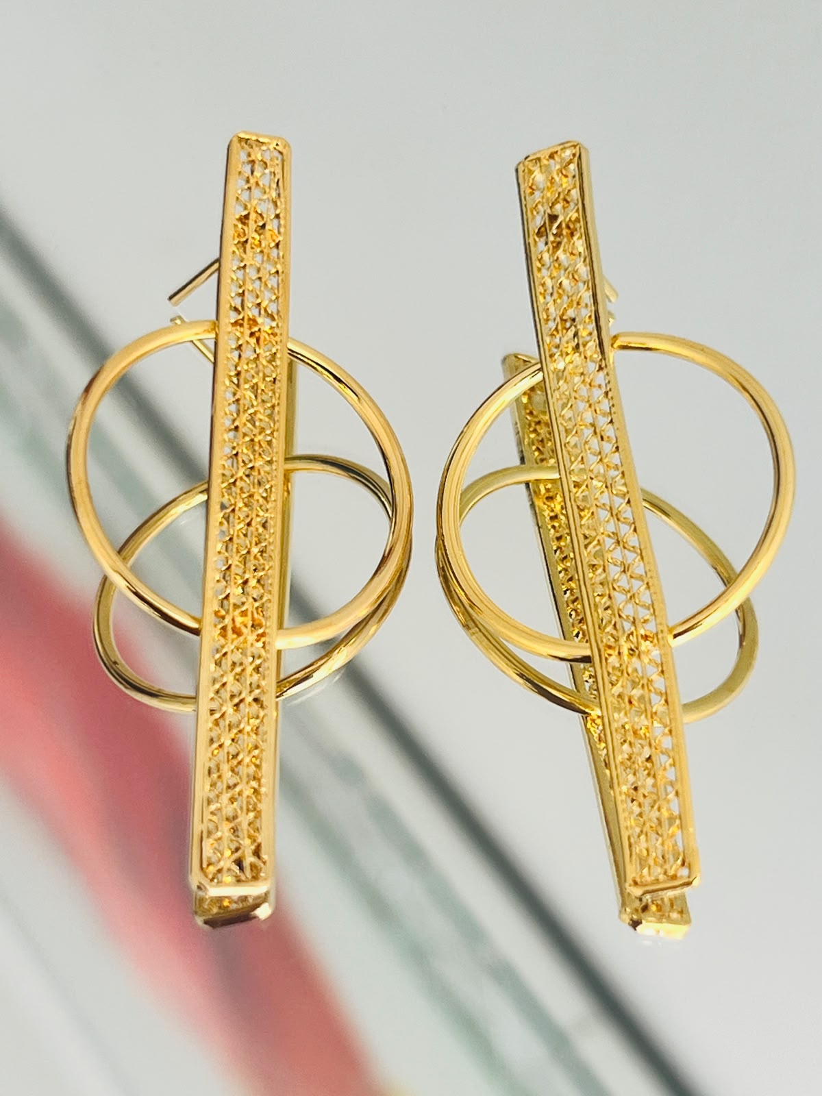 Aretes Barra y Aro Filigrana